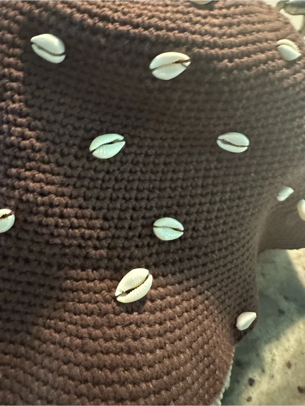 Wyeth/free people Brown Crochet Shell-Appliqué Women's bucket hat
